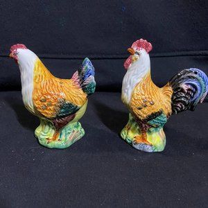 Rooster and Hen Ceramic Salt and Pepper Shakers